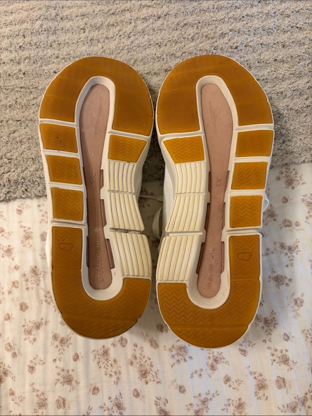 On Running Women's White Sneakers with Blush Heel Accent - Picture 15 of 16